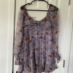 Floral Sheer Long Sleeve Blouse